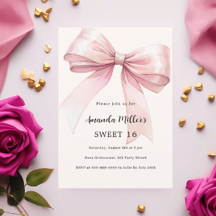 Invitación Crema de arco rosa elegante SWEET 16 de lujo