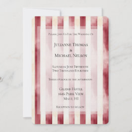 Invitación Crema de Borgoña Romántico Stripes Boda