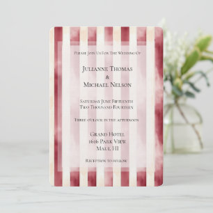 Invitación Crema de Borgoña Romántico Stripes Boda