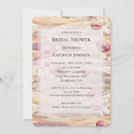 Invitación Crema de Borgoña Rubor Floral Bridal Shower