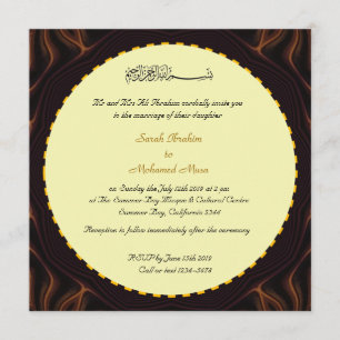 Invitación Crema de chocolate y boda musulmana de oro
