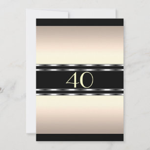 Invitación Crema de cumpleaños Glam con negro gran