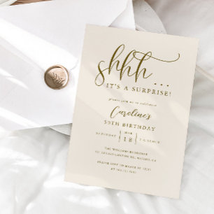Invitación Crema de fiesta de cumpleaños de sorpresa simple