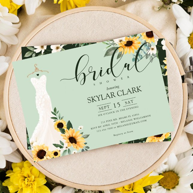 Invitación Crema de girasol Boda vestida ducha de novia (Subido por el creador)