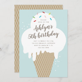 Invitación Crema de helado para los niños cumpleaños azul