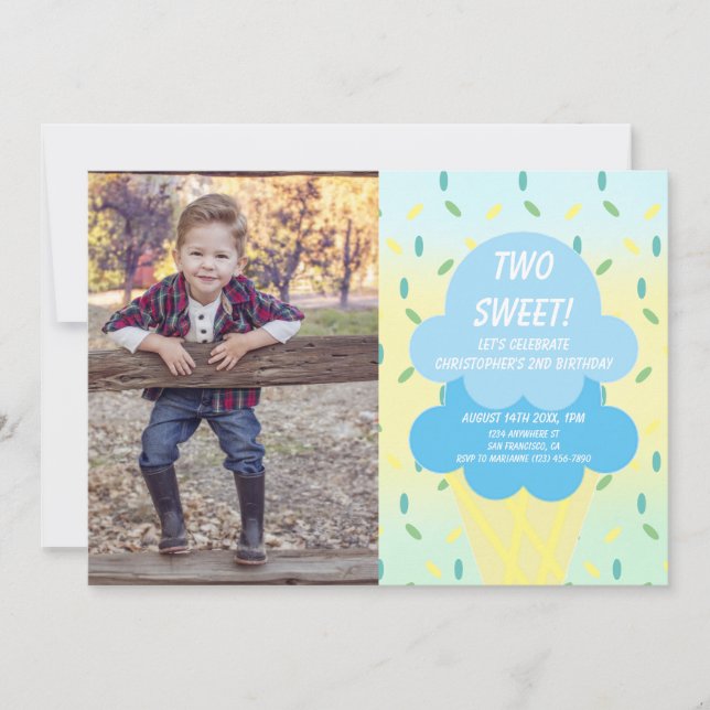 Invitación Crema de hielo 2º cumpleaños (Anverso)