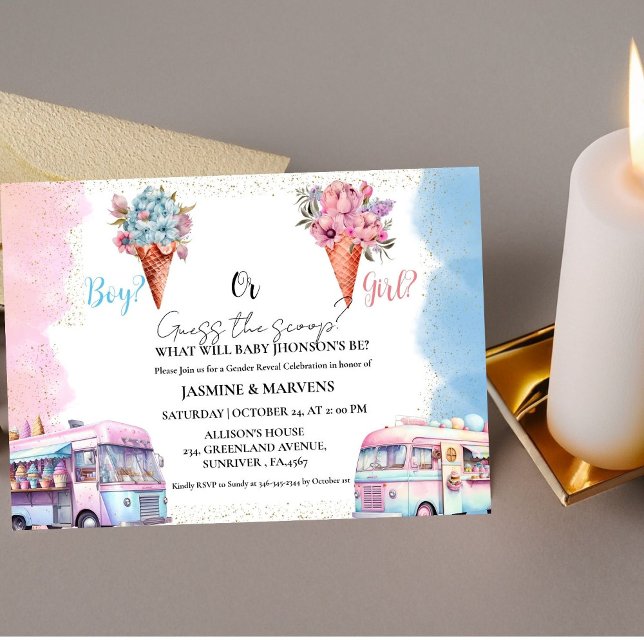 Invitación Crema de hielo acuarela Adivina el género (Subido por el creador)