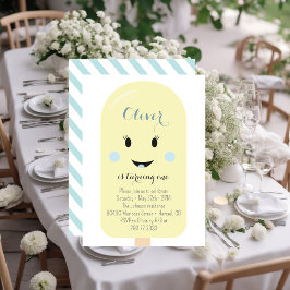 Invitación Crema de hielo azul amarillo Cono Scoop fiesta de 