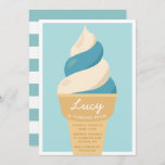 Invitación Crema de hielo Blueberry Swirl Cone Kids Fiesta de<br><div class="desc">Relájate con estas lindas invitaciones a fiestas con tema de helados para tu pequeña fiesta de cumpleaños de verano. Un diseño veraniego divertido y neutro en una suave paleta de colores mullidos presenta helados de arándano y vainilla con detalles de fiesta inscritos en el cono.</div>