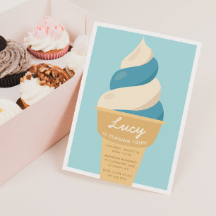 Invitación Crema de hielo Blueberry Swirl Cone Kids Fiesta de