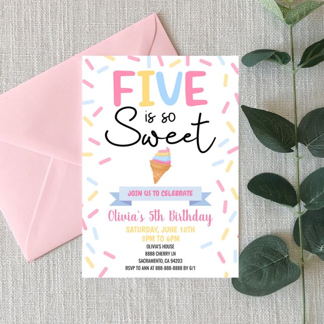 Invitación Crema de hielo cinco es una fiesta de cumpleaños t (Subido por el creador)