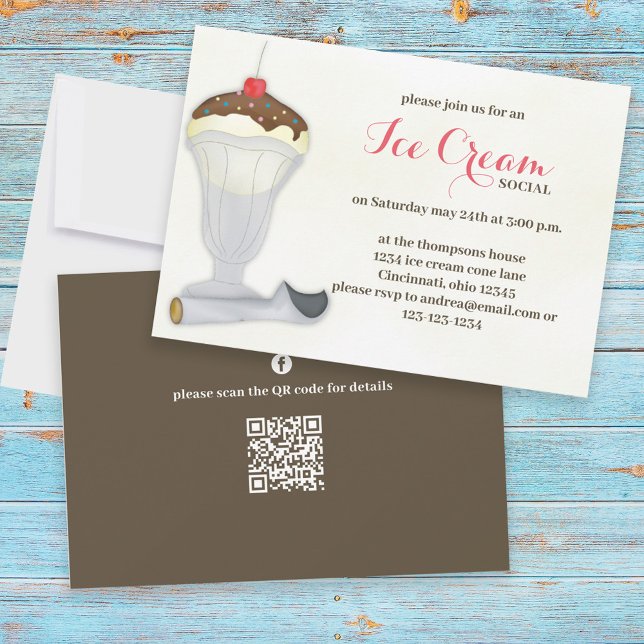 Invitación Crema de hielo cúpula social simple (Subido por el creador)