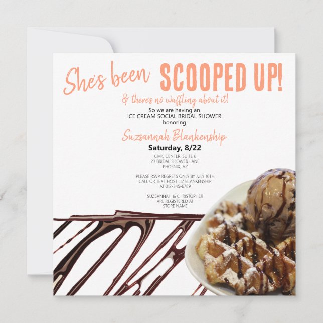 Invitación Crema De Hielo De Chocolate En Ducha De Novias De  (Anverso)