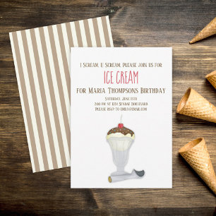 Invitación Crema de hielo de cumpleaños moderna Minimalista s