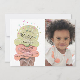 Invitación Crema De Hielo De Peach Moderno | Fiesta de cumple