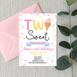 Invitación Crema de hielo Dos Dulces Fiesta de Segundo Cumple