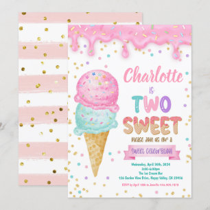 Invitación Crema de hielo dos dulces Fiestas de cumpleaños