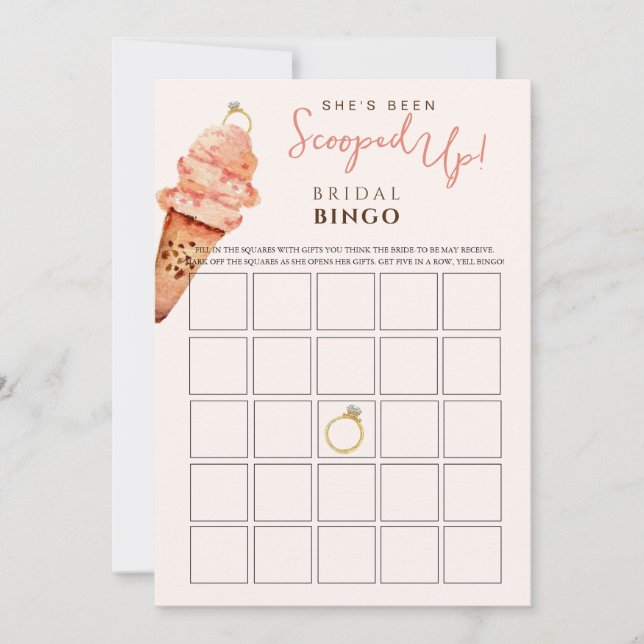Invitación Crema de hielo escopeta juego de bingo de novia (Anverso)