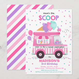 Invitación Crema de hielo Fiesta de cumpleaños Camión de hela