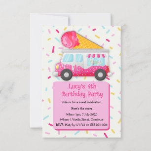 Invitación Crema de hielo, fiesta de cumpleaños de celebració