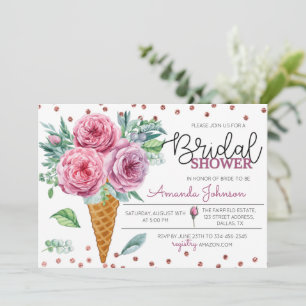 Invitación Crema de hielo floral Bouquet Bridal Ducha Invitac