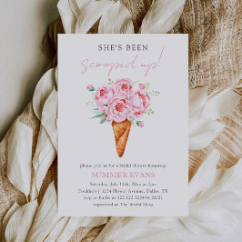 Invitación Crema De Hielo Floral Rosa Ducha Bridal