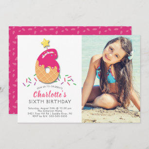 Invitación Crema de hielo fotográfico 6º cumpleaños invitació