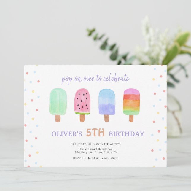 Invitación Crema De Hielo Popsicle En El Cumpleaños (Anverso de pie)