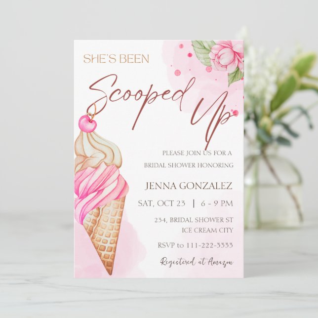 Invitación Crema De Hielo Presupuestado Se Sube A Ducha De No (Anverso de pie)