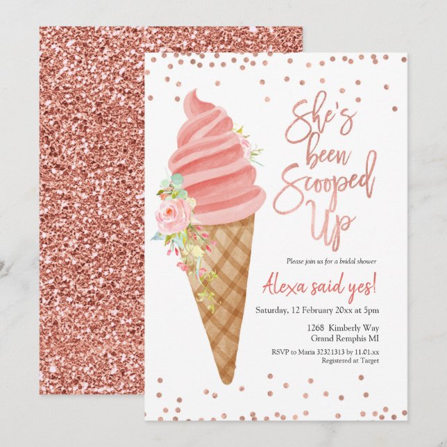 Invitación Crema de hielo que ha sido scooped bridal ducha in (Anverso / Reverso)