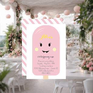 Invitación Crema de hielo rosa Cone Scoop Confetti Fiesta de