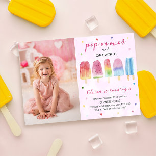 Invitación Crema De Hielo Rosa En Foto De Cumpleaños