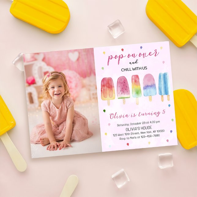 Invitación Crema De Hielo Rosa En Foto De Cumpleaños (Subido por el creador)