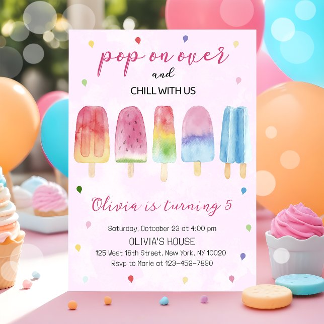 Invitación Crema De Hielo Rosa En La Fiesta De Cumpleaños (Subido por el creador)