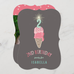 Invitación Crema de hielo rosa Sparkler Chica Fiesta de cumpl