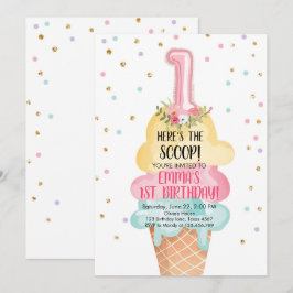 Invitación Crema de hielo social aquí es el primer cumpleaños