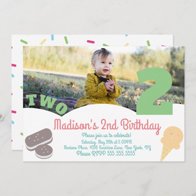 Invitación Crema de hielo Sprinkles Pastel (Anverso / Reverso)