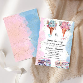 Invitación Crema de hielo WaterColor Adivina revelación de gé