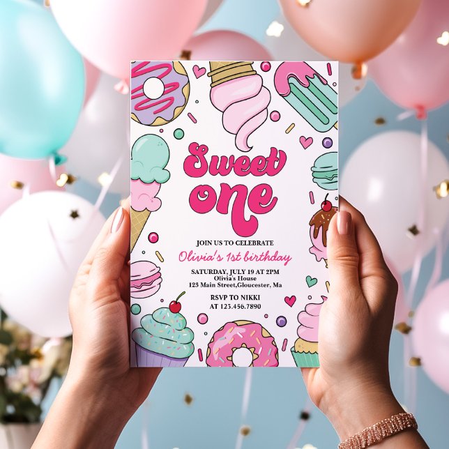 Invitación Crema de hielo y dulce de pastel un primer cumplea (Subido por el creador)
