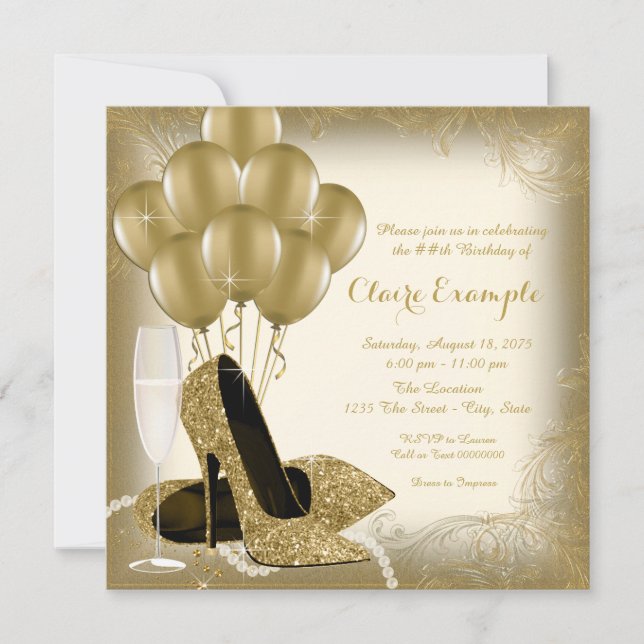 Invitación Crema de marfil y fiesta de cumpleaños de Purpurin (Anverso)