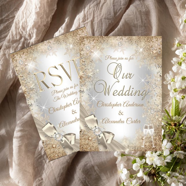Invitación Crema de Perla Beige de Plata boda (Subido por el creador)