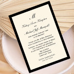 Invitación Crema de recepción de posboda barata y asequible<br><div class="desc">Estas encantadoras y asequibles invitaciones a la recepción posterior a la boda cuentan con un fondo crema cubierto de negro con impresión en negro. El diseño se basa en la elegancia clásica y sencilla,  sin dejar de tener en cuenta el presupuesto. Derechos de autor bargainsbyhenis</div>