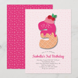 Invitación Crema dulce de hielo 3er cumpleaños