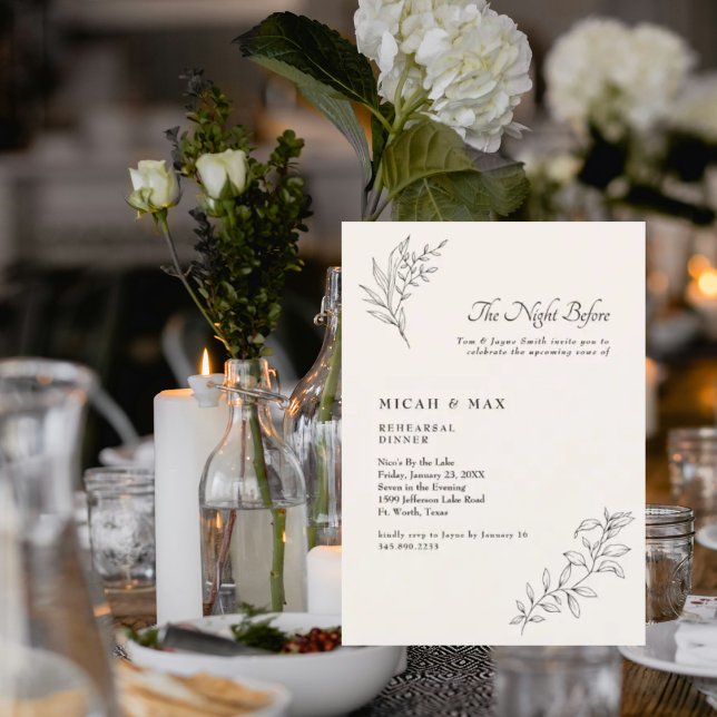 Invitación Crema Elegante La Noche Antes Del Ensayo Boda (Subido por el creador)