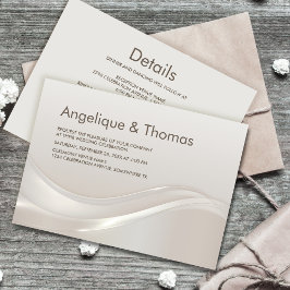 Invitación Crema elegante todo en un Boda