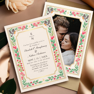 Invitación Crema encantadora foto de bodas en el jardín botán