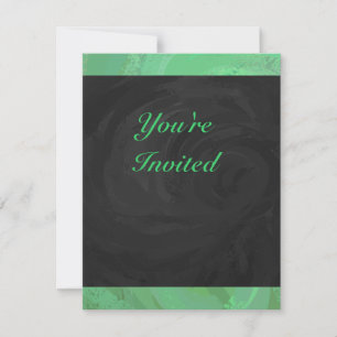 Invitación Crema esmeralda y Fiesta negro