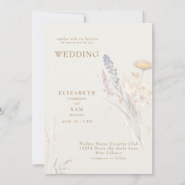 Invitación Crema floral botánica de Wispy junto con Boda