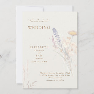 Invitación Crema floral botánica de Wispy junto con Boda
