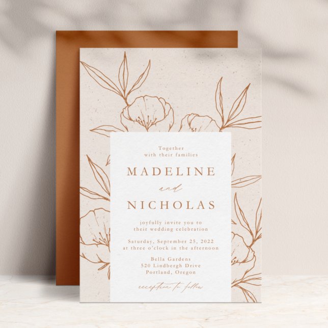 Invitación Crema floral botánica moderna y Boda de Terracota (Subido por el creador)